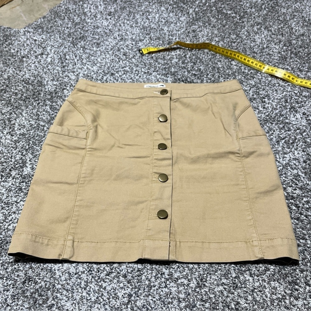 Toad & Co Womens Cargo Skirt Size 0 Khaki Button Up Mini Casual